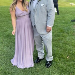 Lavender David’s bridal dress